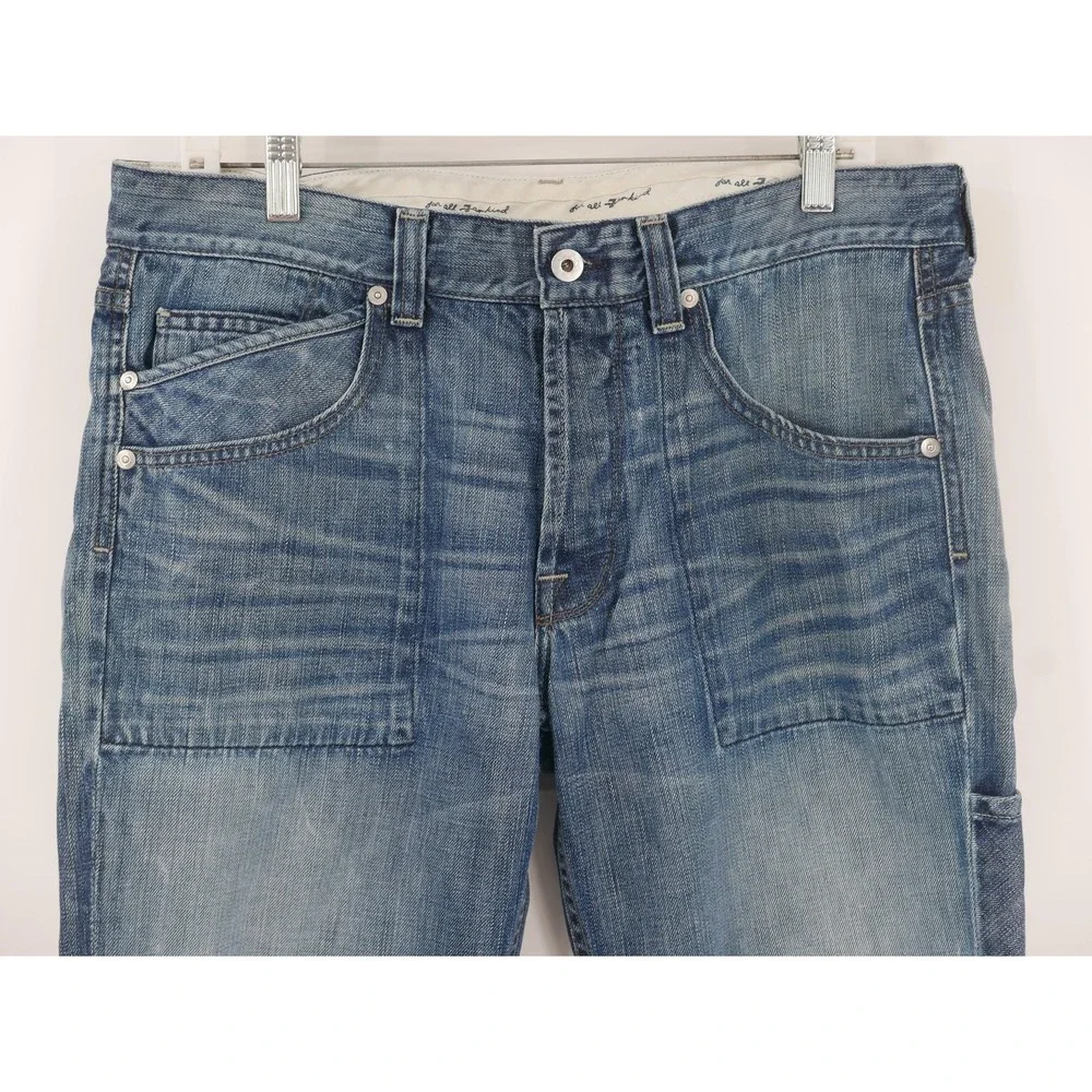 7 For All Mankind Jeans Blue Utility Button Fly Limited Edition 777 Men's 34x33